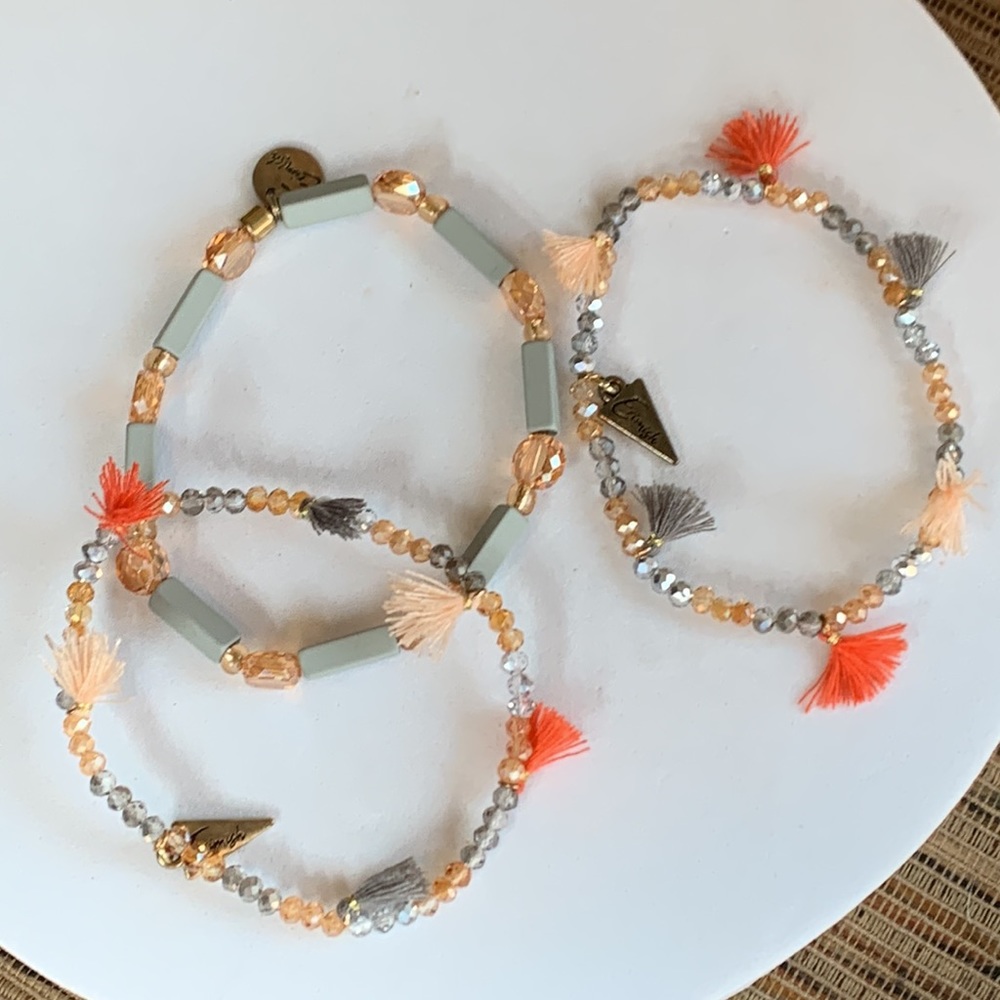 Euc Erimish Mango Stack 6 Stretch Bracelets Dangl… - image 3